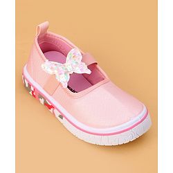 Cute Walk by Babyhug Velcro Closure Casual Shoes Butterfly Applique - Pink