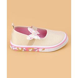 Cute Walk by Babyhug Velcro Closure Casual Shoes Butterfly Applique - Golden