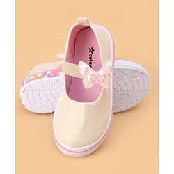 Cute Walk by Babyhug Velcro Closure Casual Shoes Butterfly Applique - Golden