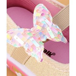 Cute Walk by Babyhug Velcro Closure Casual Shoes Butterfly Applique - Golden