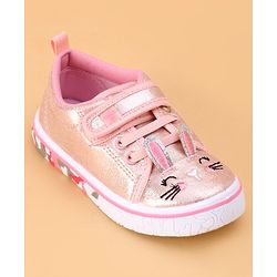 Cute Walk by Babyhug Shoes Kitty Print with Velcro Closure - Pink