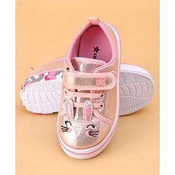Cute Walk by Babyhug Shoes Kitty Print with Velcro Closure - Pink