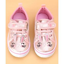 Cute Walk by Babyhug Shoes Kitty Print with Velcro Closure - Pink