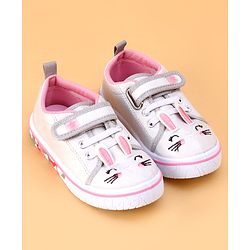 Cute Walk by Babyhug Shoes Kitty Print with Velcro Closure - Pink