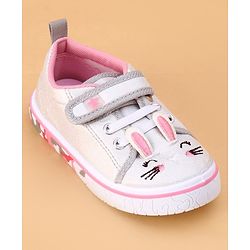 Cute Walk by Babyhug Shoes Kitty Print with Velcro Closure - Pink