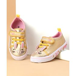 Cute Walk by Babyhug Shoes Kitty Print with Velcro Closure - Gold