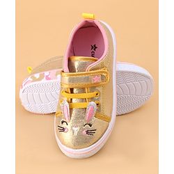 Cute Walk by Babyhug Shoes Kitty Print with Velcro Closure - Gold