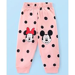 Babyhug Disney Cotton Knit Full Sleeves Night Suit With Mickey Mouse Graphics - White & Pink