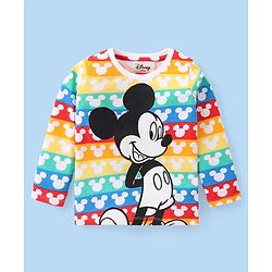 Babyhug Disney Cotton Knit Full Sleeves Night Suit With Mickey Mouse Graphics - Multicolor