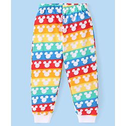 Babyhug Disney Cotton Knit Full Sleeves Night Suit With Mickey Mouse Graphics - Multicolor
