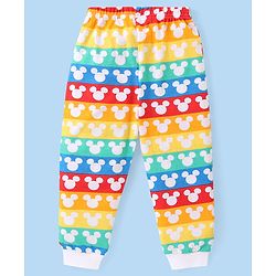 Babyhug Disney Cotton Knit Full Sleeves Night Suit With Mickey Mouse Graphics - Multicolor