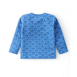 Babyhug Disney Single Jersey Knit Full Sleeves Night Suit With Mickey Mouse Graphics -Blue