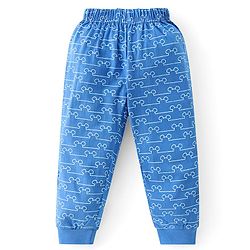 Babyhug Disney Single Jersey Knit Full Sleeves Night Suit With Mickey Mouse Graphics -Blue