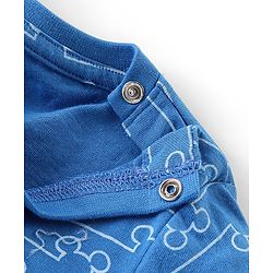Babyhug Disney Single Jersey Knit Full Sleeves Night Suit With Mickey Mouse Graphics -Blue