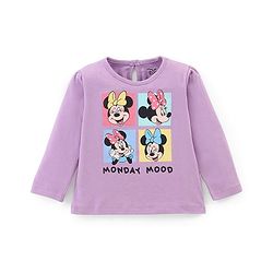 Babyhug Disney Cotton Single Jersey Knit Full Sleeves Night Suit Minnie Mouse Print- Purple & Pink