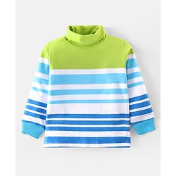 Babyhug Cotton Knit  Full Sleeves Skivi T-Shirt with Striped Print - Multicolor