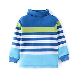 Babyhug Cotton Knit  Full Sleeves Skivi T-Shirt with Striped Print - Multicolor