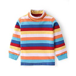 Babyhug Cotton Knit Full Sleeves Striped Skivi T-Shirt - Multicolor