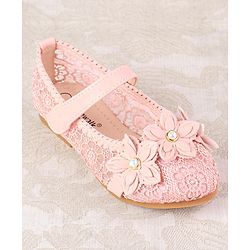 Cute Walk by Babyhug Velcro Closure Floral Applique Bellies - Pink