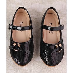 Cute Walk By Babyhug Ballarinas  with Velcro Closure & Start Applique  - Black