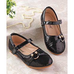 Cute Walk By Babyhug Ballarinas  with Velcro Closure & Start Applique  - Black