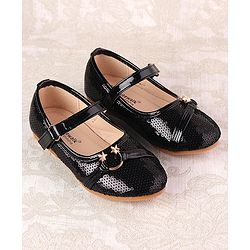 Cute Walk By Babyhug Ballarinas  with Velcro Closure & Start Applique  - Black