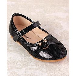 Cute Walk By Babyhug Ballarinas  with Velcro Closure & Start Applique  - Black