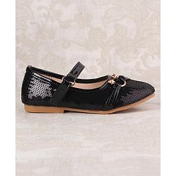 Cute Walk By Babyhug Ballarinas  with Velcro Closure & Start Applique  - Black