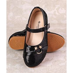 Cute Walk By Babyhug Ballarinas  with Velcro Closure & Start Applique  - Black