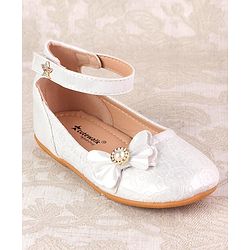 Cute Walk by Babyhug Ballerinas with Velcro Closure &  Bow Applique - White