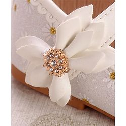 Cute Walk by Babyhug Party Wear Belly Shoes Floral Appliques - White