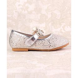 Cute Walk by Babyhug Ballerina with Velcro Closure & Floral Applique - Silver
