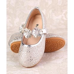 Cute Walk by Babyhug Ballerina with Velcro Closure & Floral Applique - Silver