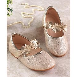 Cute Walk by Babyhug Ballerina with Velcro Closure & Floral Applique - Silver