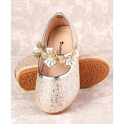 Cute Walk by Babyhug Ballerina with Velcro Closure & Floral Applique - Silver