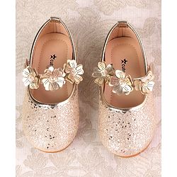 Cute Walk by Babyhug Ballerina with Velcro Closure & Floral Applique - Silver