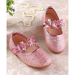 Cute Walk by Babyhug Ballerina with Velcro Closure & Floral Applique - Silver
