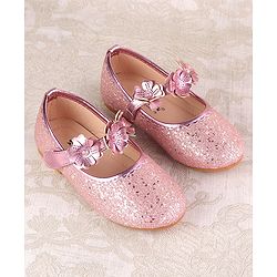 Cute Walk by Babyhug Ballerina with Velcro Closure & Floral Applique - Silver