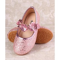 Cute Walk by Babyhug Ballerina with Velcro Closure & Floral Applique - Silver