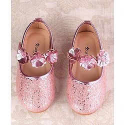 Cute Walk by Babyhug Ballerina with Velcro Closure & Floral Applique - Silver
