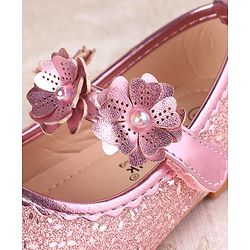 Cute Walk by Babyhug Ballerina with Velcro Closure & Floral Applique - Silver