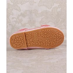 Cute Walk by Babyhug Velcro Closure with Pearls & Floral Applique Ballerinas - Pink
