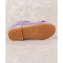 Cute Walk by Babyhug Velcro Closure with Pearls & Floral Applique Ballerinas - Purple