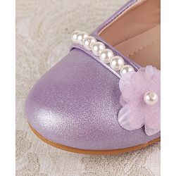 Cute Walk by Babyhug Velcro Closure with Pearls & Floral Applique Ballerinas - Purple