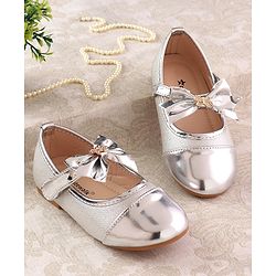 Cute Walk by Babyhug Ballerina with Velcro Closure and Bow Applique - Silver