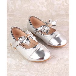 Cute Walk by Babyhug Ballerina with Velcro Closure and Bow Applique - Silver
