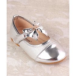 Cute Walk by Babyhug Ballerina with Velcro Closure and Bow Applique - Silver