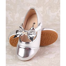 Cute Walk by Babyhug Ballerina with Velcro Closure and Bow Applique - Silver