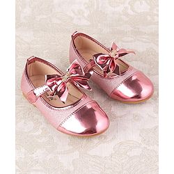 Cute Walk by Babyhug Ballerina with Velcro Closure and Bow Applique - Silver