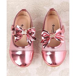 Cute Walk by Babyhug Ballerina with Velcro Closure and Bow Applique - Silver